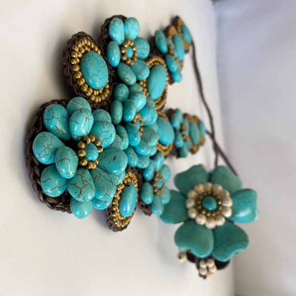 Turquoise Chunky Statement Necklace & Bracelet Set - Picture 3 of 6